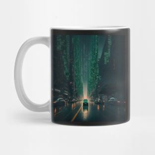 Evening City in Green Code Mug